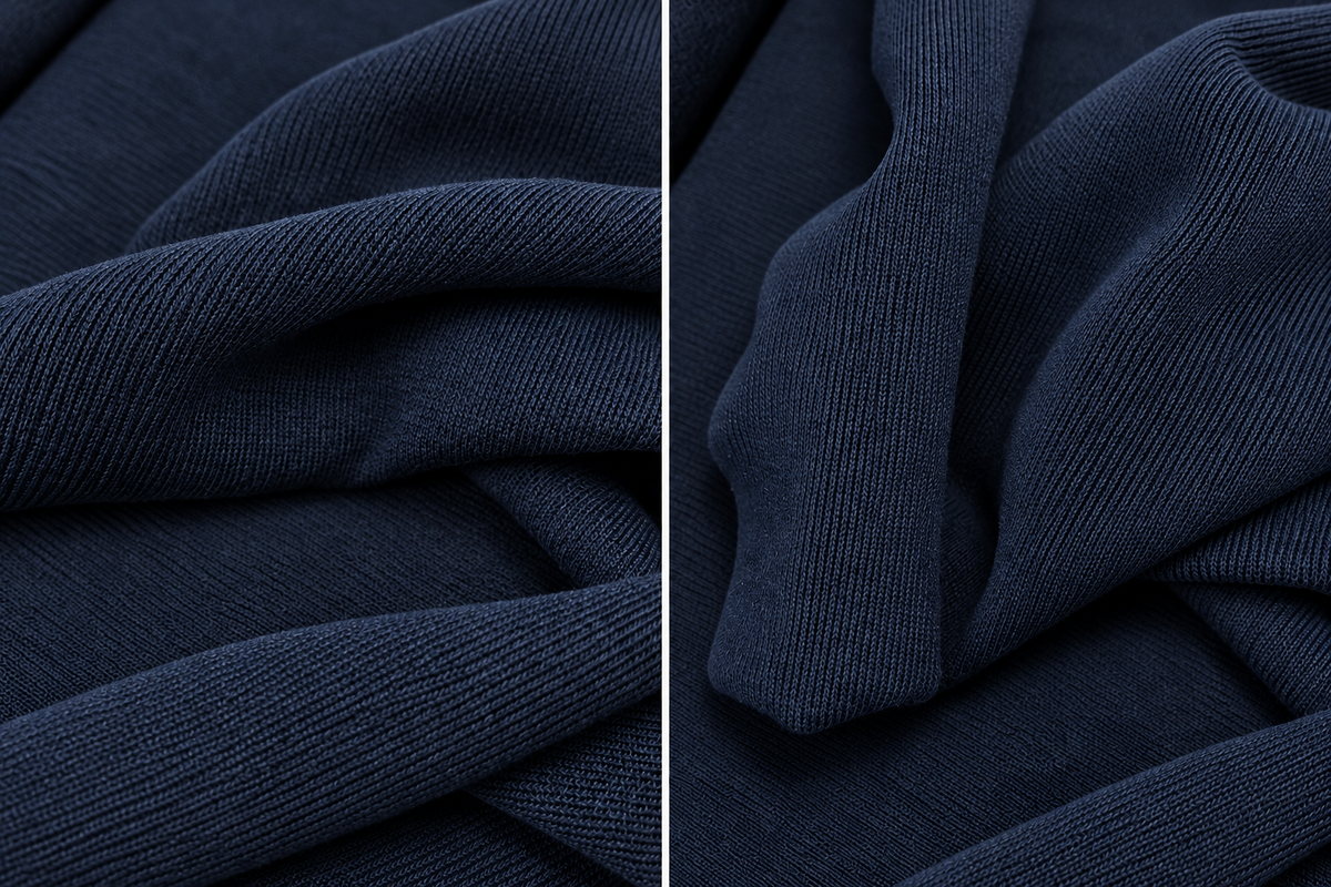 Jaquard uld/bomuld Indigo