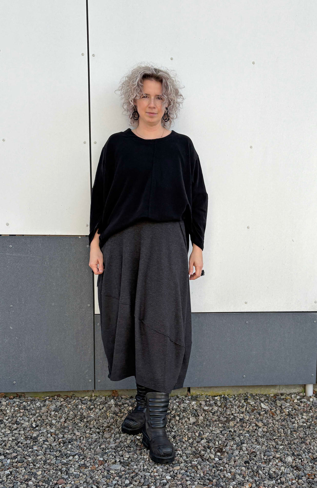 Esme Cotton Knit Skirt Dark Grey