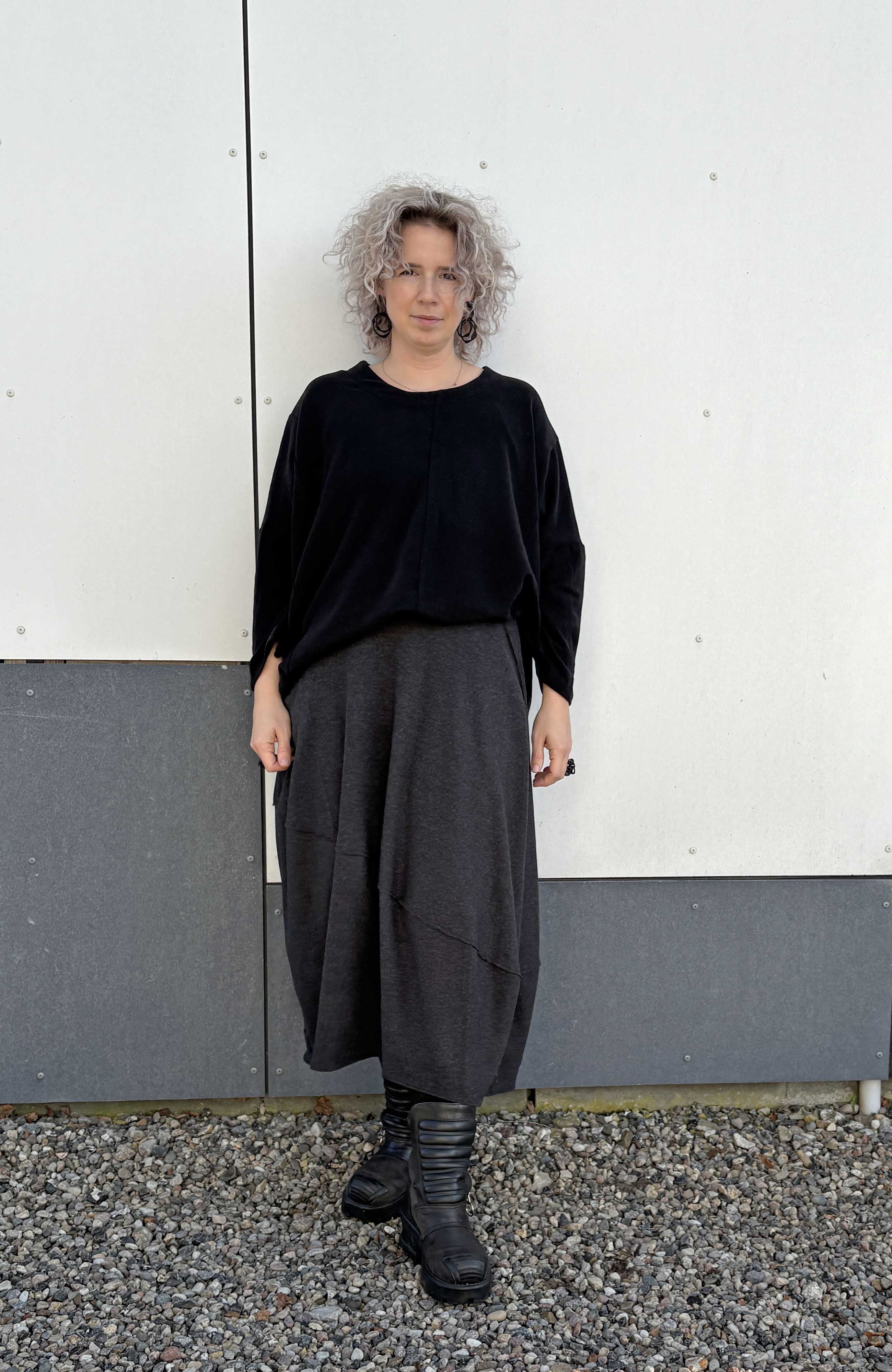 Esme Cotton Knit Skirt Dark Grey