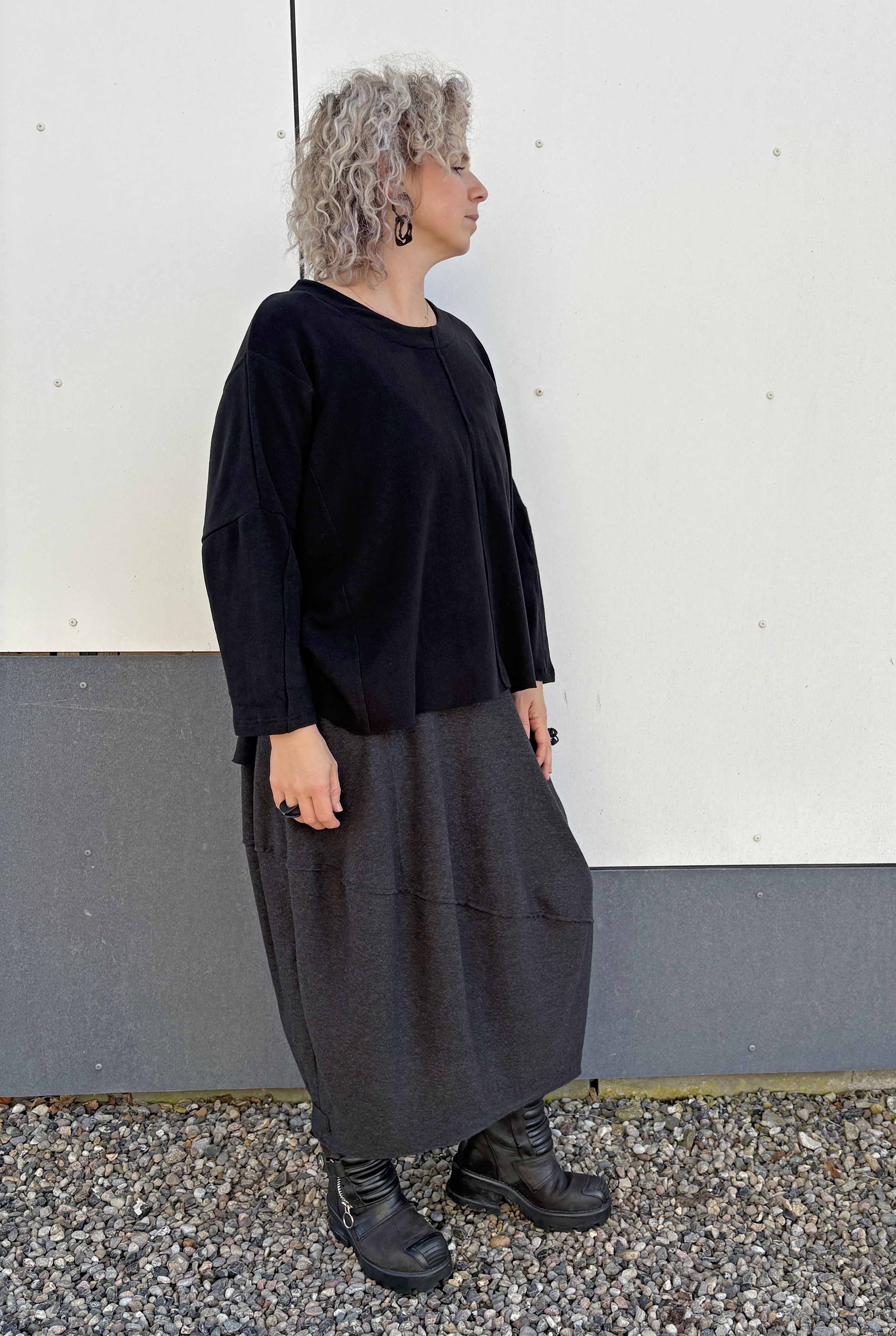 Esme Cotton Knit Skirt Dark Grey