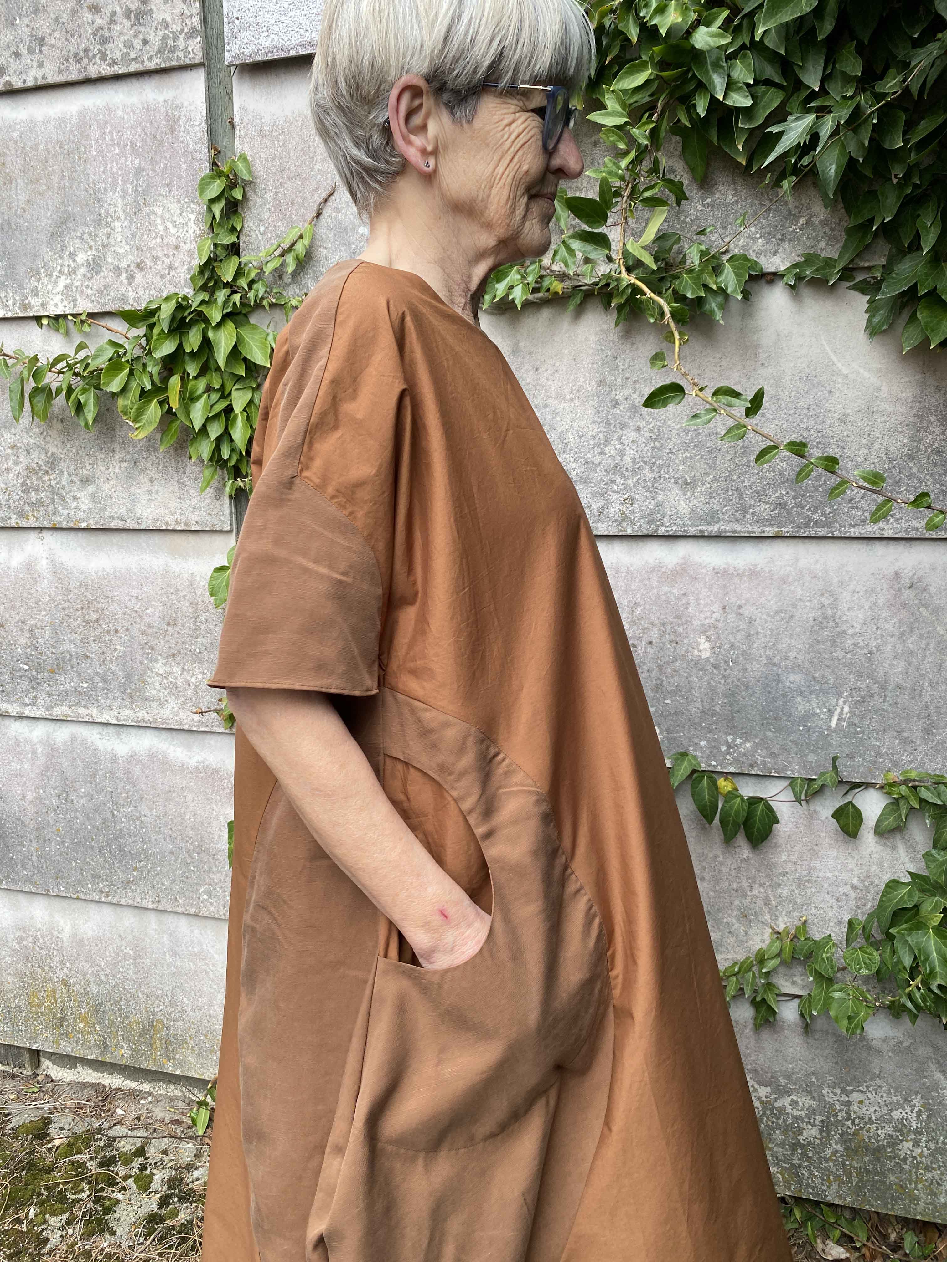 Round Loose Dress Rust