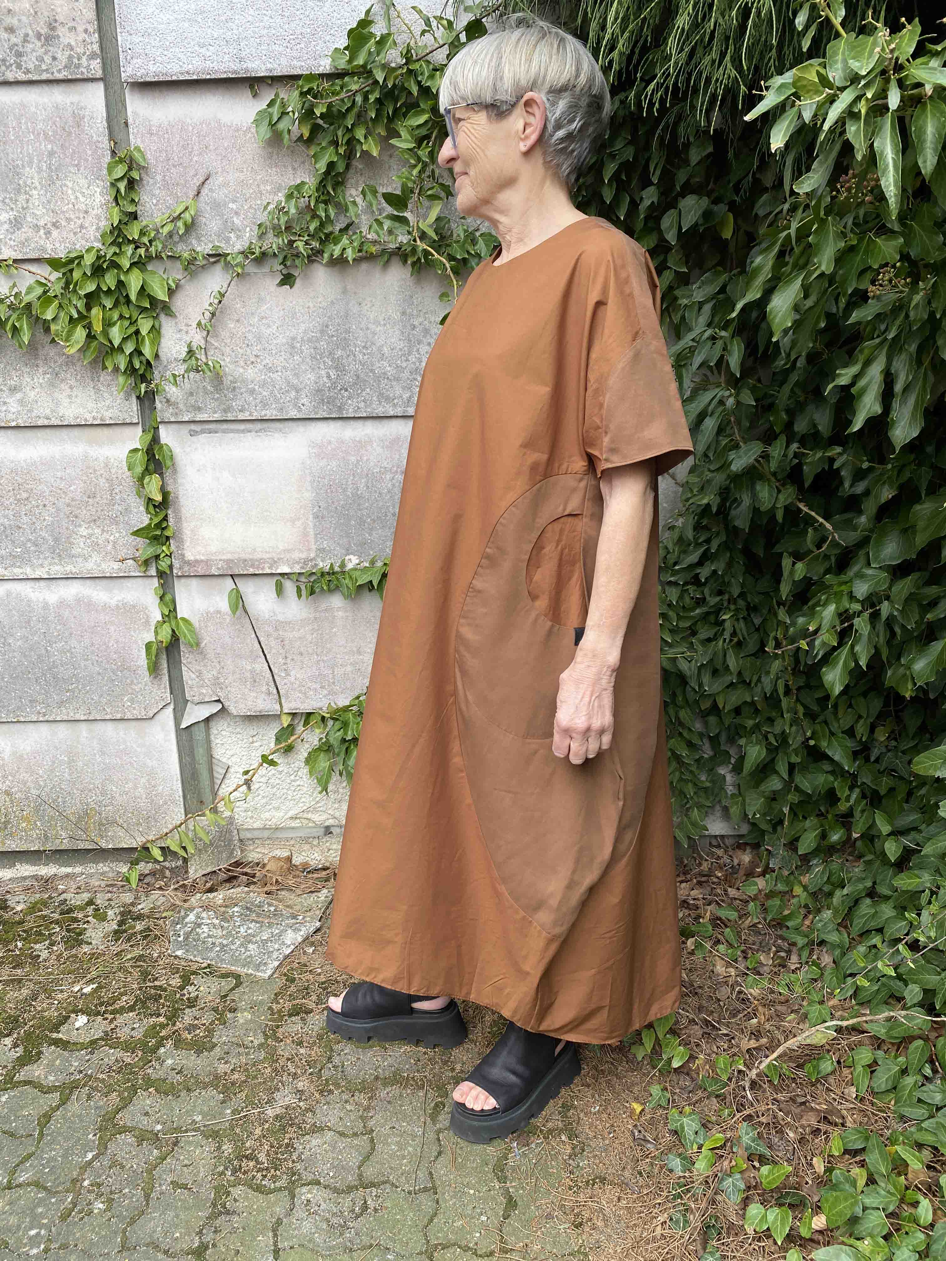 Round Loose Dress Rust